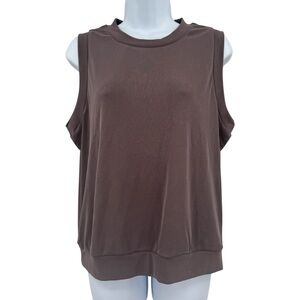 OGL Move Women Sandwashed Crew Neck Ribbed Modal Blend Top Size L
